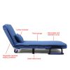 Modern Upholstered Convertible Folding Arm Sofa Sleeper Chair Bed Lounge w/ Pillow, Wheel, Metal Legs, 5 Position Adjustable Backrest, Blue