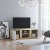 TV Cabinet White and Sonoma Oak 47.2"x13.4"x14.6" Engineered Wood