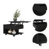 Luanda Lift Top Coffee Table; Casters; One Shelf -Black