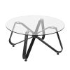 Round Coffee Table for Living Room; 31.5-inch Modern Sofa Side End Table with Tempered Glass Top & Metal Legs; Accent Cocktail Tea Table; 31.5 x 31.5