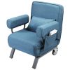 Lounge Chair Adjustable Folding Dual-Purpose Chair Sofa Bed Recliner Chair With Armrests - light blue with pillow XH