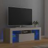 TV Cabinet with LED Lights White and Sonoma Oak 47.2"x13.8"x15.7"