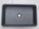 Square Concrete Vessel Bathroom Sink in Grey