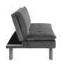 Cilliers Adjustable Sofa; Gray Velvet &amp; Chrome Finish 57195