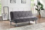 Cilliers Adjustable Sofa; Gray Velvet &amp; Chrome Finish 57195