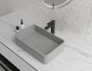 Square Concrete Vessel Bathroom Sink in Grey