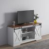 TV Stand Sliding Barn Door Modern&Farmhouse Wood Entertainment Center; Storage Cabinet Table Living Room with Adjustable Shelves for TVs Up to 65 inch