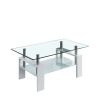 Artisan Rectangle Coffee Table; Double Layer Lower Shelf Storage for Living Spaces (White)