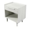 Modern Style Manufactured Wood One-Drawer Nightstand Side Table with Solid Wood Legs; White