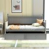 Twin Size Wood Daybed with Twin Size Trundle (Gray)