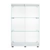 Two-door Glass Display Cabinet 3 Shelves with Door; Floor Standing Curio Bookshelf for Living Room Bedroom Office; 49.49' x 31.77'x 14.37'; White