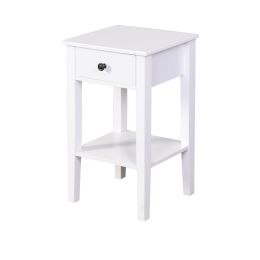 White Bathroom Floor-standing Storage Table with a Drawer YF