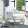 [Video]Welike 30 "W Modern Chesterfield Tufted Upholstered Chair with Deep Buttons; Living Room Chair; Comfortable Armchair; Gold Hardware Legs; Tufte