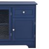 TV Stand for TV up to 65in with 4 Doors Adjustable Panels Open Style Cabinet; Sideboard for Living room; Navy