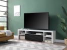 Buck II TV Stand in White &amp; Black High Gloss Finish LV00998