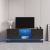 Modern; Stylish Functional TV stand with Color Changing LED Lights; Universal Entertainment Center; Black