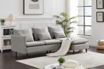 Morden Design Gray Group Corner Sofa Chaise Longue Thickened Version of Water Ripple Suede Living Room