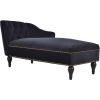 58" Velvet Chaise Lounge; Button Tufted Right Arm Facing Lounge Chair with Nailhead Trim & Solid Wood Legs for Living Room or Office;  Sleeper Lounge