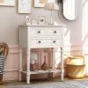 TREXM Narrow Console Table; Slim Sofa Table with Three Storage Drawers and Bottom Shelf (Ivory White)