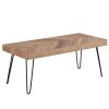 ON-TREND Modern Coffee Table, Easy Assembly Tea Table Cocktail Table for Living Room w/Chevron Pattern & Metal Hairpin Legs,Thick, Old Elm Wood Finish