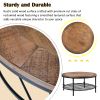 TREXM Rustic Natural Round Coffee Table with Storage Shelf for Living Room; Easy Assembly (Round)