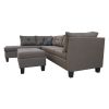 Three Piece  sofa  with  Three-seat sofa;  one  Left  chaise lounge;  one storage ottoman;  seven back cushions two throw pillows (BROWN)