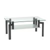 Rectangle Black Glass Coffee Table; Clear Coffee Table; Modern Side Center Tables for Living Room; Living Room Furniture