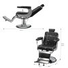 Reclining Barber Chair Hydraulic Salon Chair with Diamond pattern - black+silver