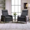 Set of Two Wood-Framed PU Leather Recliner Chair Adjustable Home Theater Seating with Thick Seat Cushion and Backrest Modern Living Room Recliners; Bl