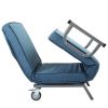 Lounge Chair Adjustable Folding Dual-Purpose Chair Sofa Bed Recliner Chair With Armrests - light blue with pillow XH