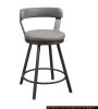 Metal Base 24-inch Counter Height Chairs Set of 2pc Gray Seat 360-degree Swivel Faux Leather Upholstered Dining Room Furniture