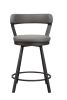 Metal Base 24-inch Counter Height Chairs Set of 2pc Gray Seat 360-degree Swivel Faux Leather Upholstered Dining Room Furniture