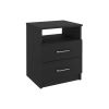 Napoles Nightstand; Superior Top; Two Drawers; One Shelf -Black