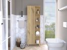 Urano Mirror Linen Cabinet; Four Interior Shelves; Five External Shelves -Light Oak