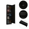 Leto Xl Shoe Rack; Mirror; Five Interior Shelves; Single Door Cabinet -Black