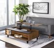 Avala Coffee Table w/Lift Top; Walnut &amp; Black 83140