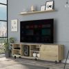 Valdivia Tv Stand for TVÂ¬Â¥s up 70"; Four Open Shelves; Five Legs -Light Oak