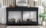 U_STYLE Country Console Table for Hallway Living Room Bedroom with 4 Front Facing Storage Drawers and 1 Shelf