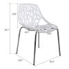 Modern Set of 4 Birds Nest Dining Side Chairs, Stackable Chairs with NonSlip Foot Pads for Indoor and Outdoor, White Silver