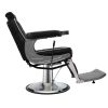 Reclining Barber Chair Hydraulic Salon Chair with Diamond pattern - black+silver