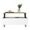 Gambia Lift Top Coffee Table; Four Legs -White / Light Oak