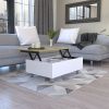 Gambia Lift Top Coffee Table; Four Legs -White / Light Oak