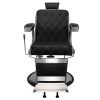 Reclining Barber Chair Hydraulic Salon Chair with Diamond pattern - black+silver