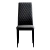 Black modern minimalist dining chair fireproof leather sprayed metal pipe diamond grid pattern restaurant home conference chair set of 4