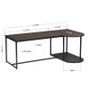 47.2''W x 25.6"D x 17.7"H Modern Industrial Style Rectangular Wood Grain Top Coffee Table with Metal Frame - Walnut & Black