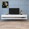 180 Wall Mounted Floating 80 inches TV Stand with 20 Color LEDs White