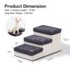 3 Tiers Foldable Dog Stairs; Pet Steps for Small to Medium Dogs; Dog Ladder Storage Stepper for Bed Sofa Couch