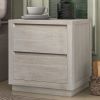 Modern Style Soild Wood 2-Drawer Nightstand Side Table for Bedroom; Living Room; Stone Gray