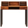 vidaXL Desk 43.3"x19.7"x37" Solid Sheesham Wood and Steel