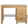 vidaXL Desk with 3 Drawers Solid Oak Wood 41.7"x15.7"x29.5"